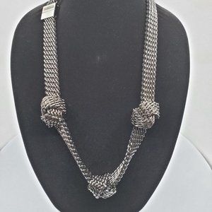 BURBERRY Heavy Silvertone Wide Chain Lock Necklace